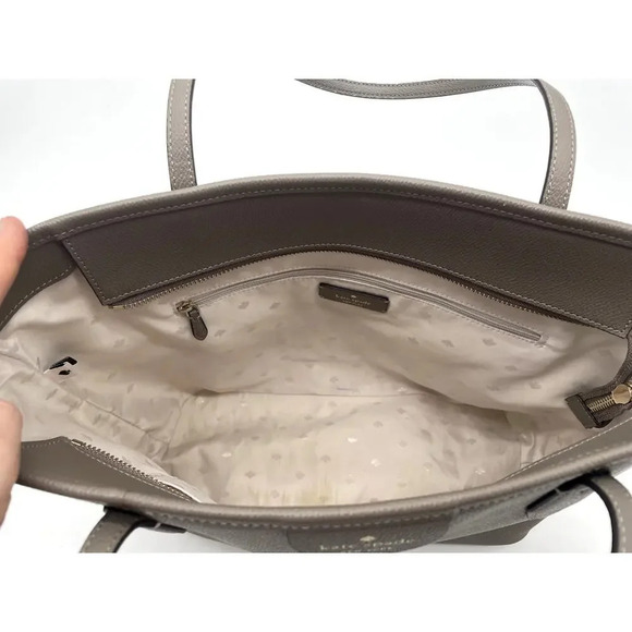 Kate Spade Lori Tote Thunder Cloud Large Minimalist Old Money Luxury Leather - Picture 8 of 16